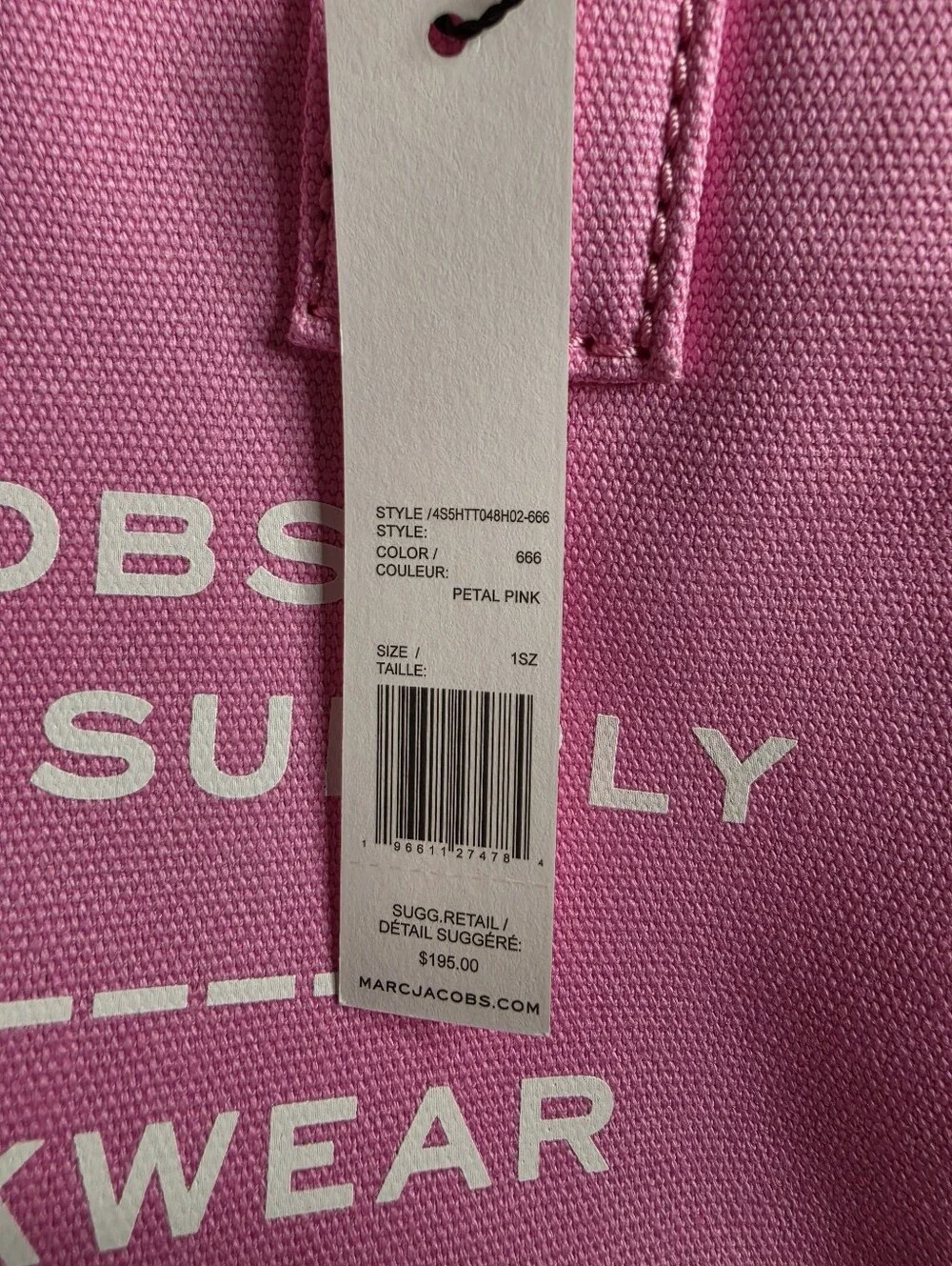 Marc Jacobs Standard Supply Workwear Petal pink canvas tote